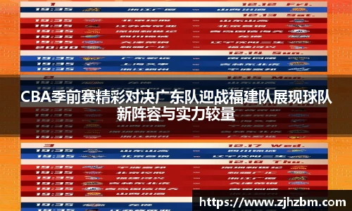 CBA季前赛精彩对决广东队迎战福建队展现球队新阵容与实力较量